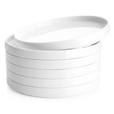 Porcelain Flat Dessert Plates Set of 6-7.8 Inch Salad Plates for Kitchen, Sma...