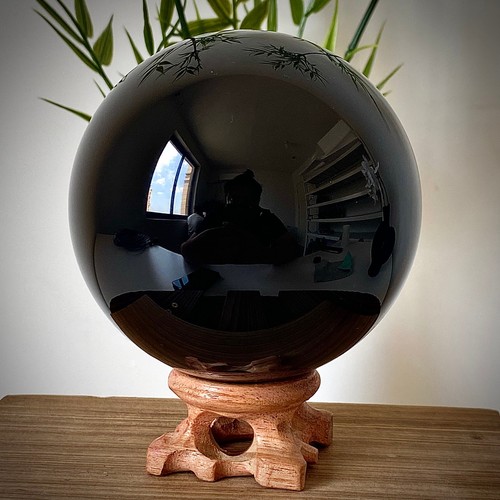 2LB Natural Obsidian Stone Ball Quartz Crystal Sphere Healing W/ Stand - 第 10/12 張圖片