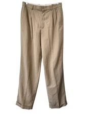 Claiborne Pants Size 33x32 Pleated Front Straight Leg Khaki Neutral Career Retro
