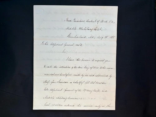 Civil War Era Appointment Recommendation Letter DS Walker Brigadier General 1865