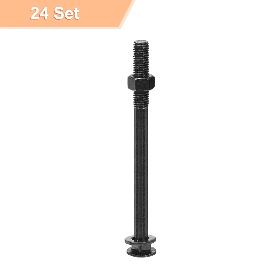 M12x150mm Boulons tête ronde col carré 24Set 304 acier inox noir - Photo 3/4