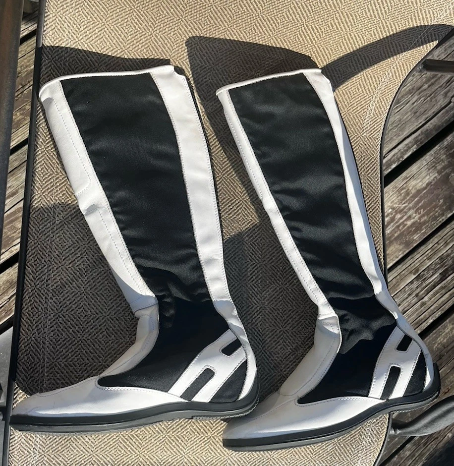 Bota Hudson De Colección Rara Moto Cuero Cremallera Mujer Talla 7 Pasarela Alta Moda Foto 3 de 4