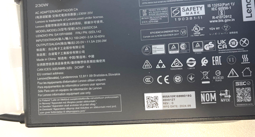 Genuine Lenovo 230W Slim AC Adapter Laptop Charger Legion ThinkPad 02DL142 - Picture 2 of 7