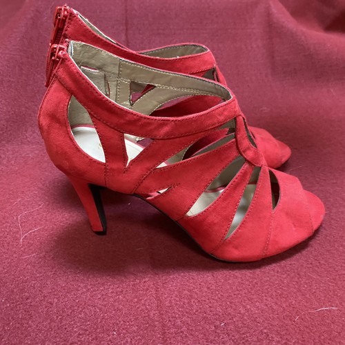 Estilo & co. Sandalias de vestido para mujer Ursella estilo enjaulado gamuza sintética rojo talla 7M - Imagen 4 de 5