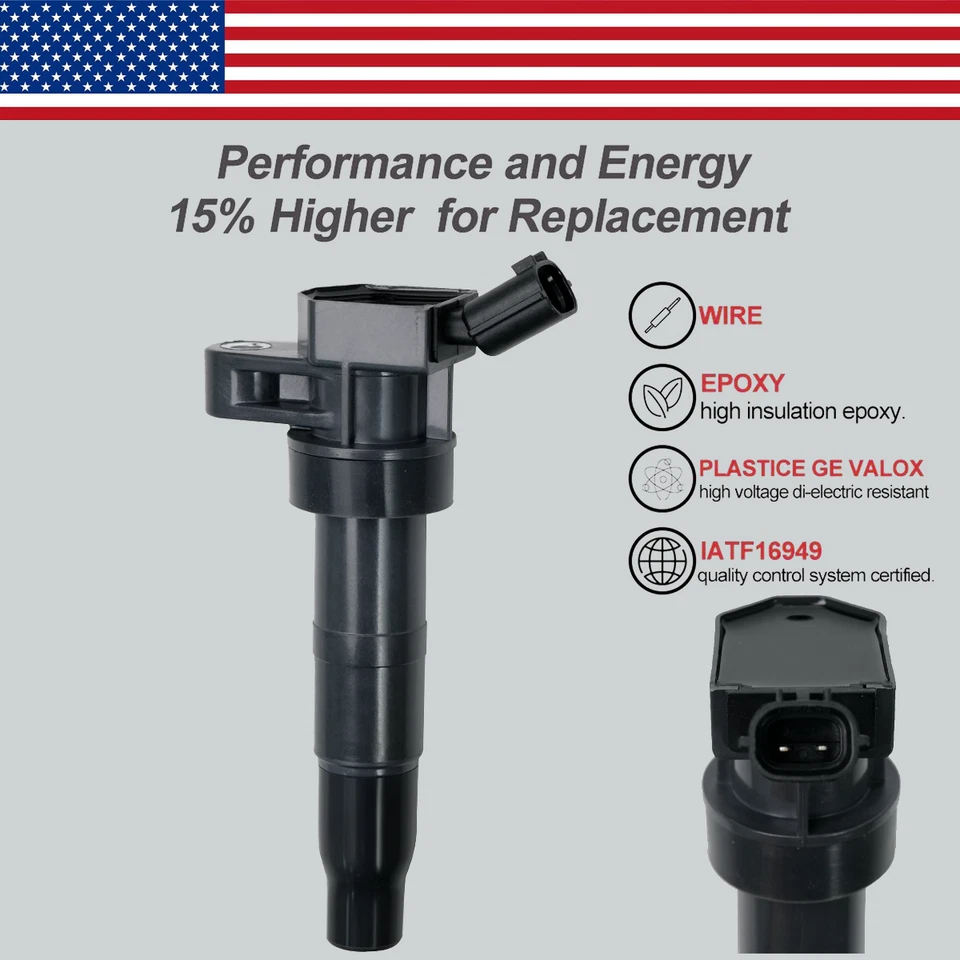 4x Bobina de encendido OEM y 4x Bujías de iridio para Hyundai Kia Optima 2.4L UF611 Foto 3 de 4