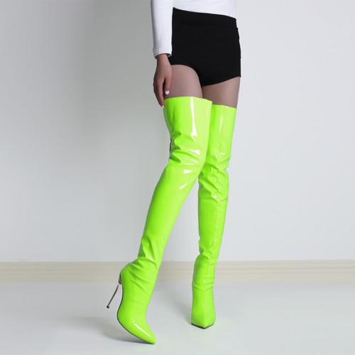 Sexy Over The Knee Long Boots Womens Patent Leather High Heels Thigh High Boots - Picture 11 of 12