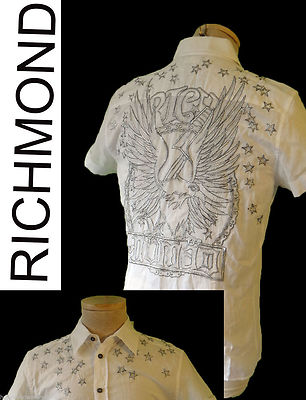 JOHN RICHMOND Denim embroidered NOMAD motorcycle eagle racing piston medium