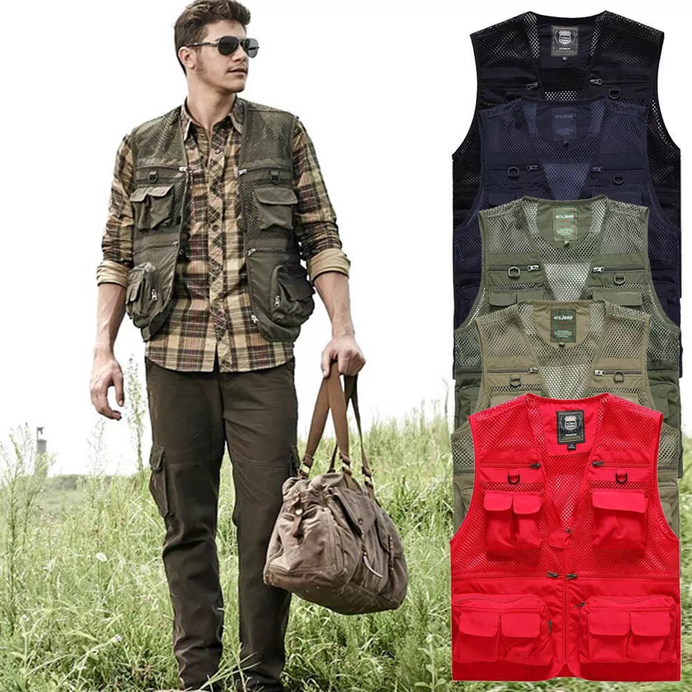  Men's Mesh Vest Multi Pocket Quick Dry Fishing