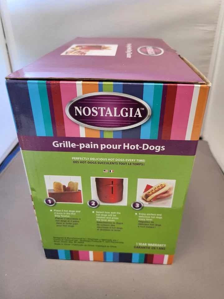 Двойной всплывающий красный винтажный тостер для хот-догов и булочек от Nostalgia HDT200RED2PK - Изображение 4 из 4