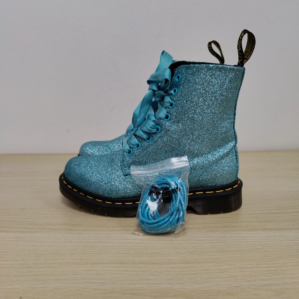 Blue glitter cheap dr martens