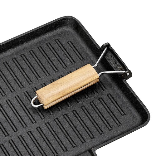 Cast Iron Griddle Frying Pan Grill Non-Stick Skillet Cooking Fry Rectangle Steak - Picture 13 of 30