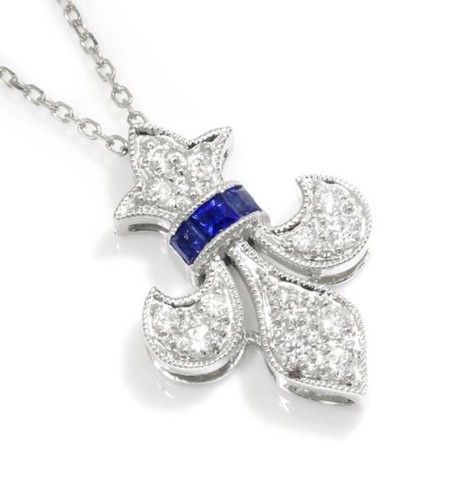 Oro bianco 14 K zaffiro orecchini con perle di acqua dolce
