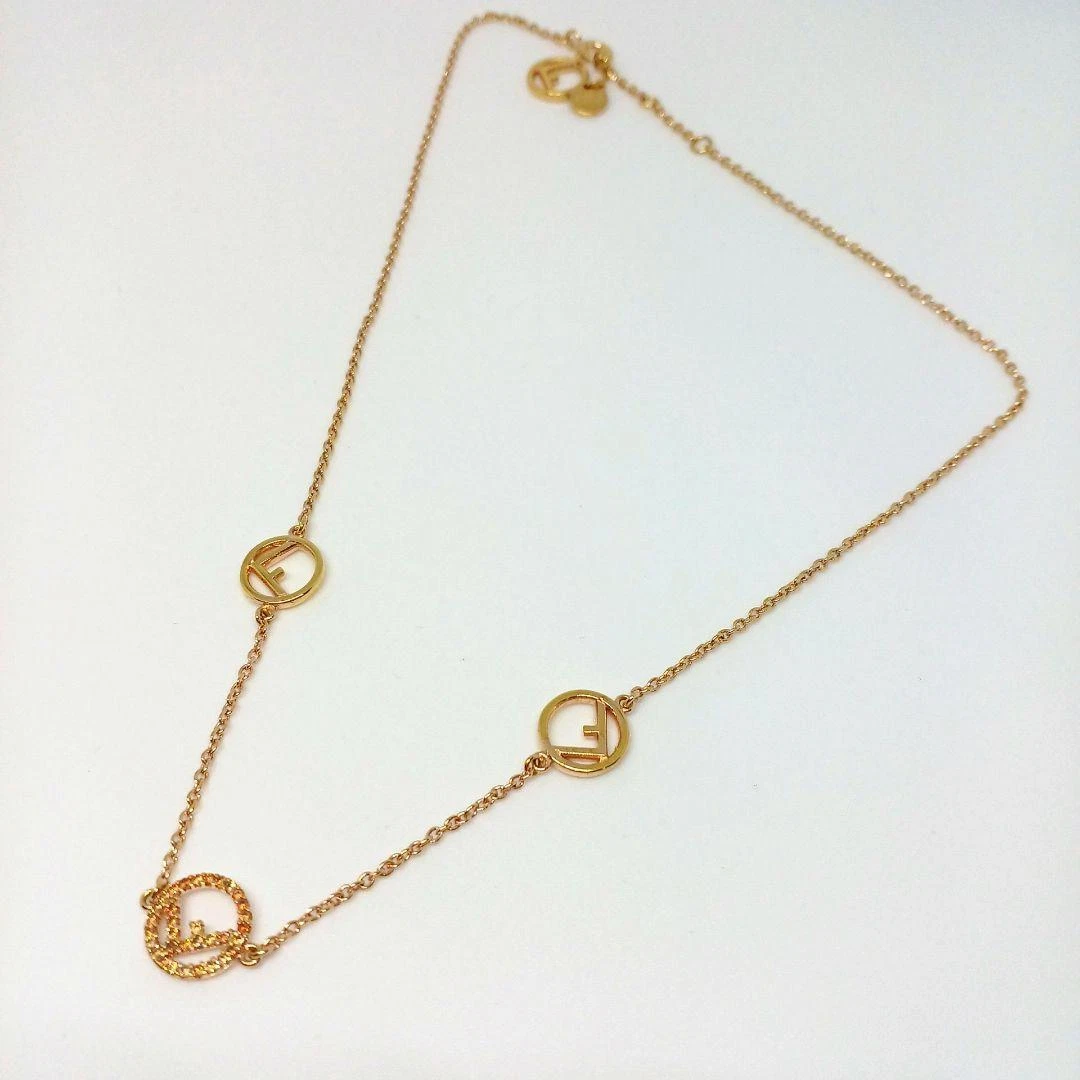 Collana Ciondolo Catena Logo Fendi Strass Oro F Is Accessori Donna