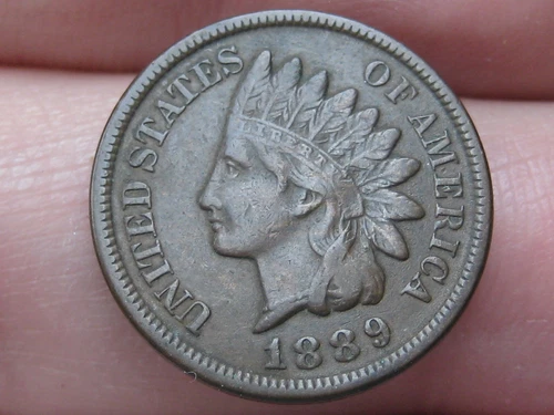 1889 Indian Head Cent Penny, VF/XF Details, Diamond