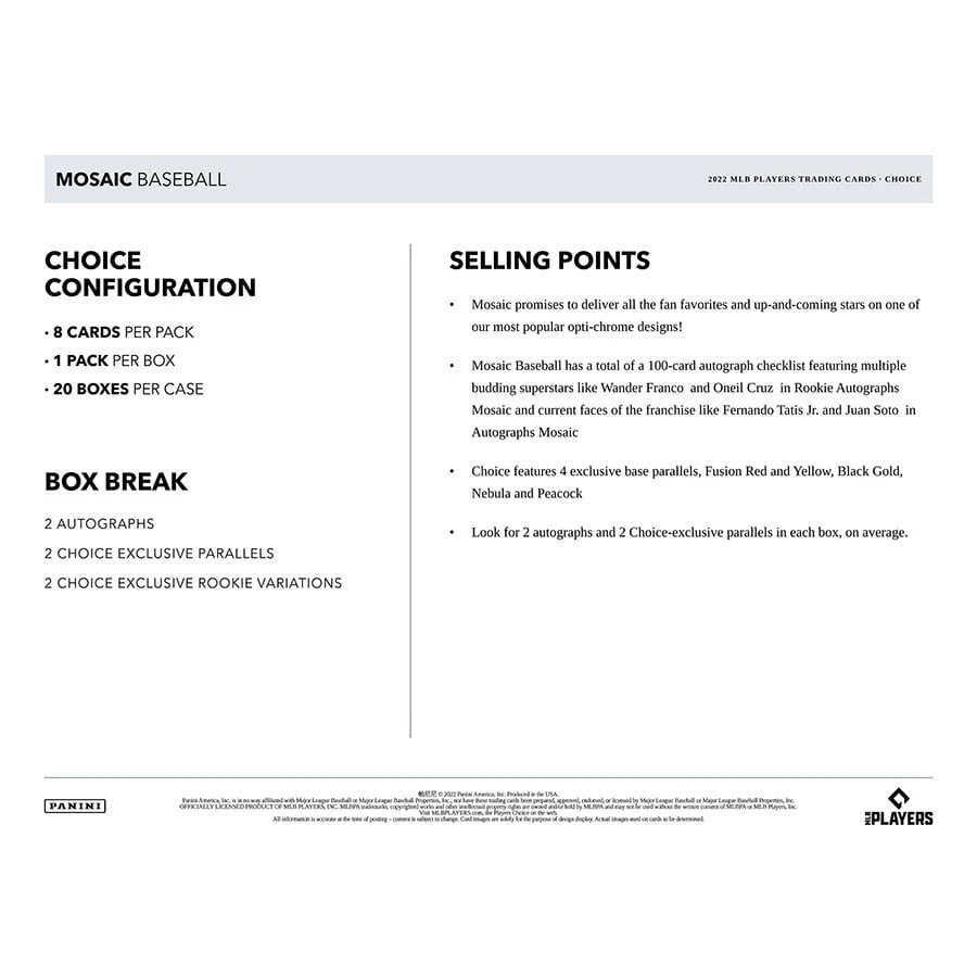 2022 Panini Mosaic Choice Baseball Hobby box NEW factory sealed 22PABMOS-CH - Image 4 of 4