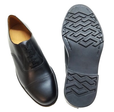 British Service Schuhe schwarz Zehenkappe Parade Kleid Muster DMS Sohle UK 13,5 M - NEU