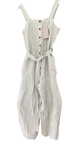 限定　ICHI Antiquite's / linen one-piece GR Ichi Antiquites One Size 100% Linen All In One Stripe Jumpsuit