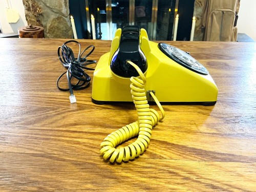 Vintage Western Electric Rotary Dial Phone, Landline Telephone, Black Yellow - Zdjęcie 3 z 10