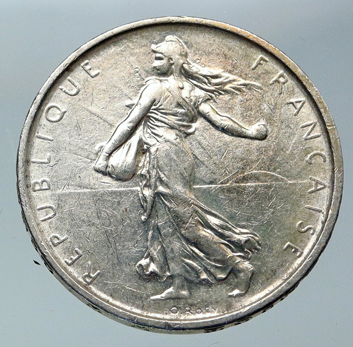 1963 FRANCE La Semeuse French SOWER WOMAN Old LARGE Silver 5