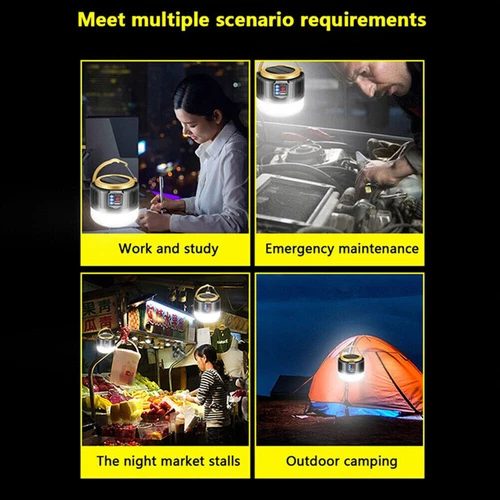 300W Solarleuchte Outdoor Camping Lampe Aufladbar Laterne Akku Zelt Licht USB - Bild 14 von 19