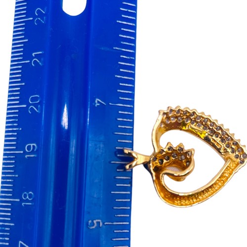 14k Yellow Gold Diamond Heart Cluster Pendant 4 Grams .50 Ct - Picture 7 of 7