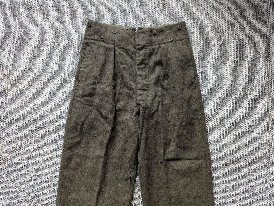 Pantalones de lana vintage ARMY 32x30 militar CANADIENSE verde SERGE Canadá años 50 Segunda Guerra Mundial Foto 2 de 4