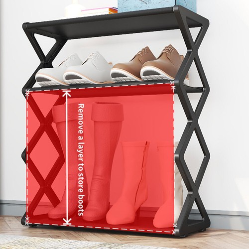 Shoe Rack X-Shaped Multi Layer Shoes Storage Organizer Space Saving Shoes Shelf - Picture 12 of 19