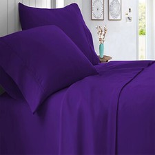 US Sizes Extra Deep Pocket 1000 TC Egyptian Cotton Purple Solid Choose Sheets