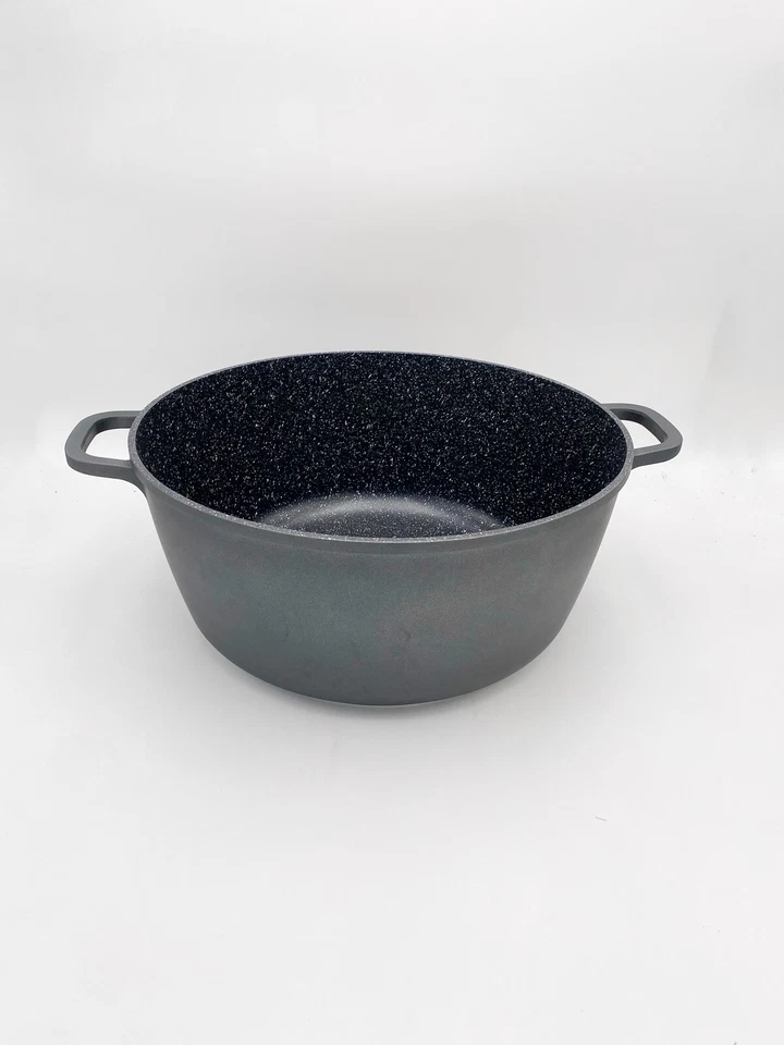 Casseruola 40cm. Pietra Vulcanica Antiaderente Con Coperchio In Vetro Induzione - Immagine 3 di 4