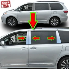 Chrome Pillar Trim for Toyota Sienna 11-20 6pc Set Door Cover Mirrored Post