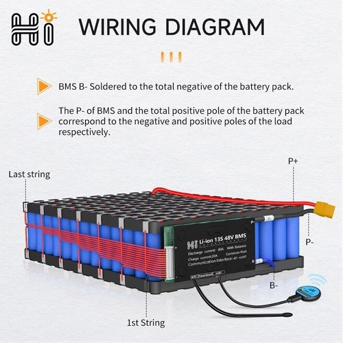 4S 12V 30A-100A LiFePo4 Smart BMS Battery Board Common Port w/ Balance Bluetooth - Foto 7 di 18