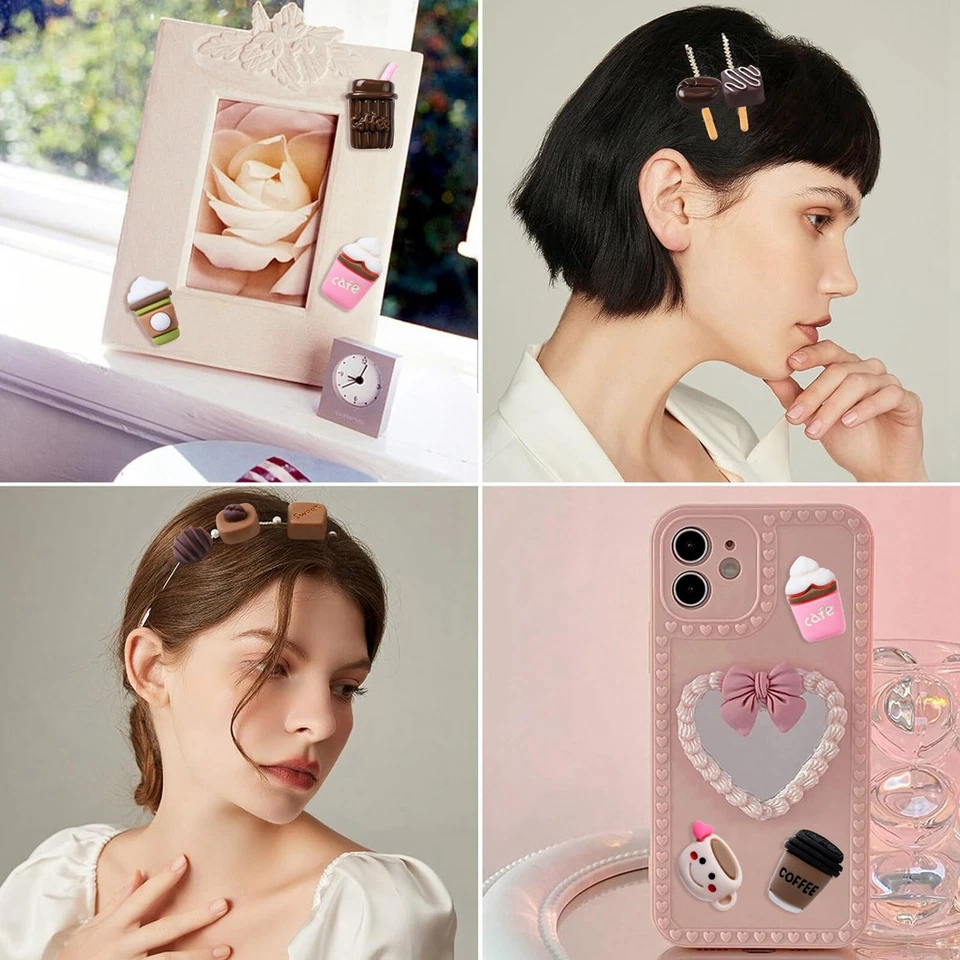 50 piezas cabujones de café de resina taza plana cuentas bebida comida para hacer joyas hágalo usted mismo Foto 3 de 4