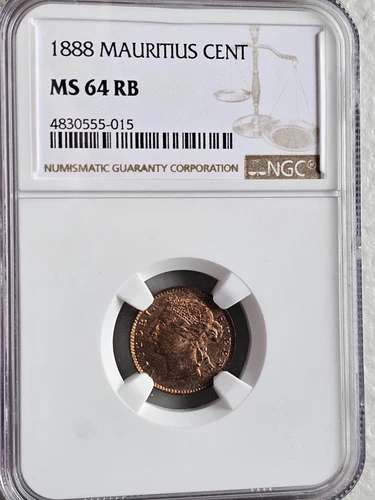 Mauritius 1 Cent 1888 NGC MS 64 RB