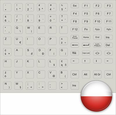 TASTATURAUFKLEBER POLNISCH POLSKA POLAND ALLE TASTEN GRAU NOTEBOOK KEYSTICK 