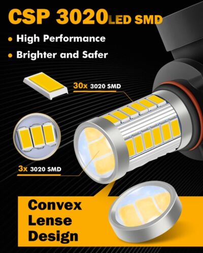 AUXBEAM H10 9005 9140 9006 40W 3000K Golden Yellow LED Fog Light Driving Bulbs - Picture 3 of 12