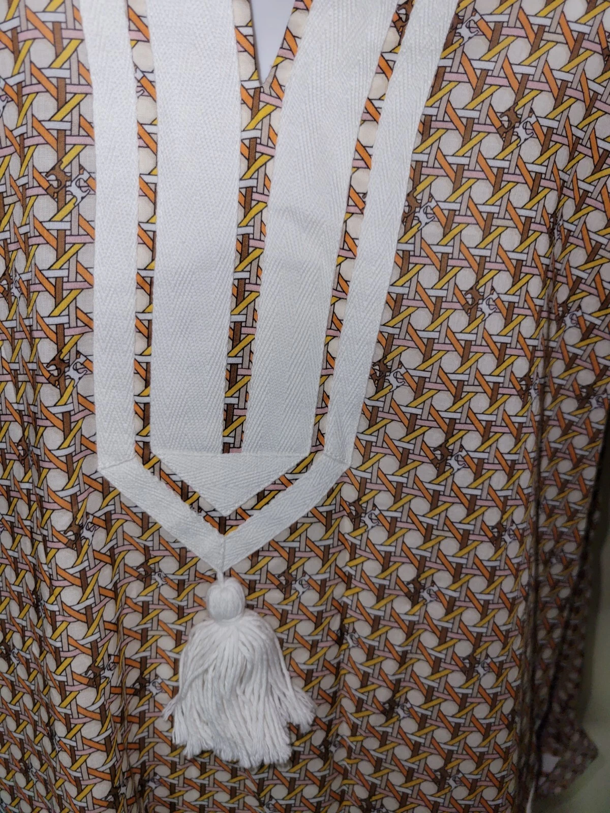 Tory Burch Tory tunica S caftano 4 copricostume da bagno buttermilk cestoweave