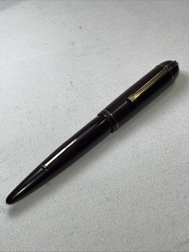 Vtg Eversharp Skyline Burgundy Lever Filler 14kt Gold Nib Fountain Pen c 1940 - Picture 11 of 12