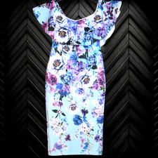 £95 GODDIVA LONDON SZE 8 BLUE FLORAL DRESS WEDDING RACES COCKTAIL EASTER HOLIDAY