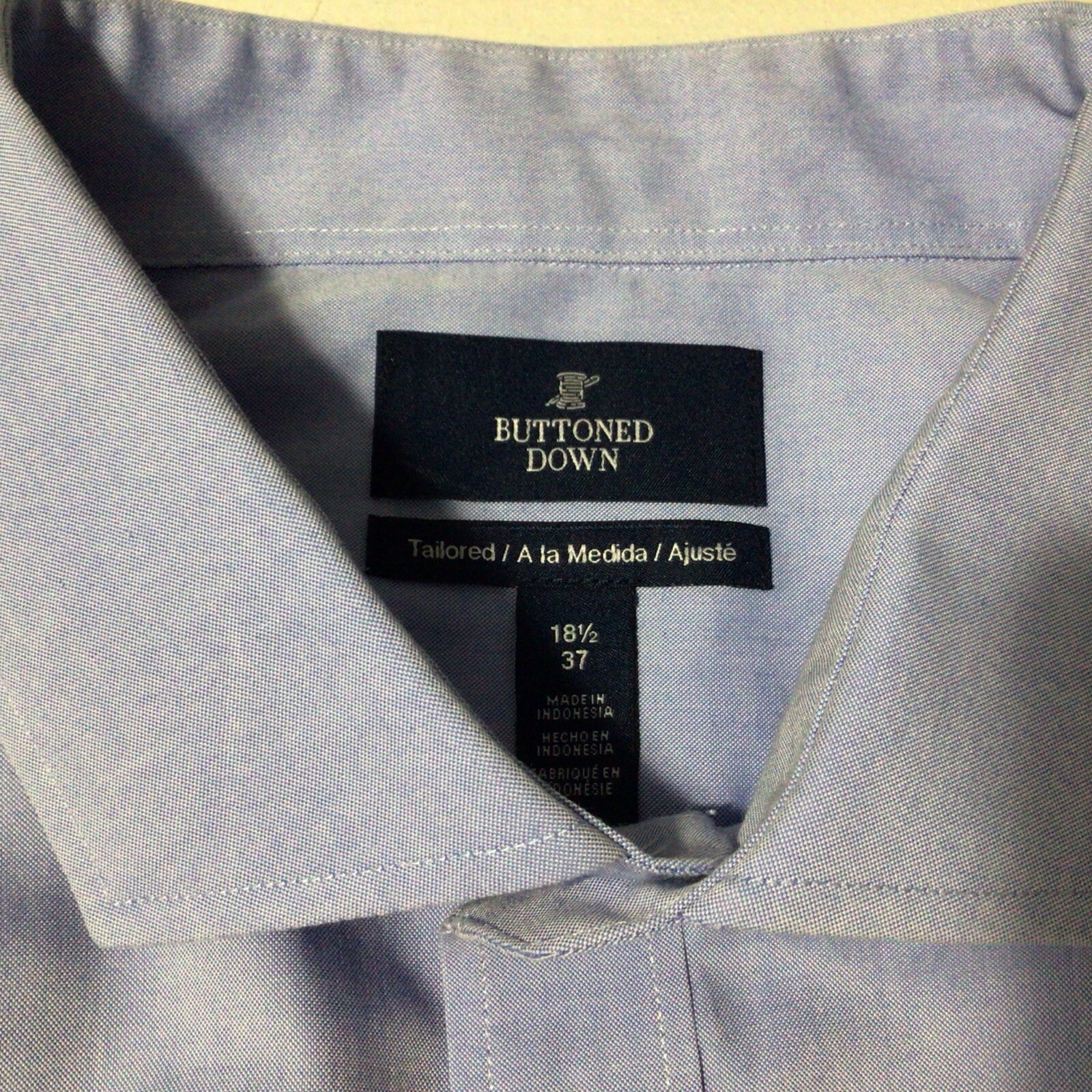 Buttoned  Down Blue Cotton Tailored Button Front … - image 6