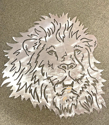 Mighty Lion Head Metal Wall Decor 24'' x 24'' Silver