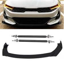 For Kia Soul Front Bumper Lip Spoiler Splitter Body Kits Strut Rods Glossy Black