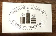 Stampin Up Happy Birthday Greeting with Presents Single Rubber Stamp Oval