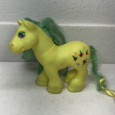 Vintage My Little Pony 1980's Yellow w/ Green Mane & Strawberries HTF