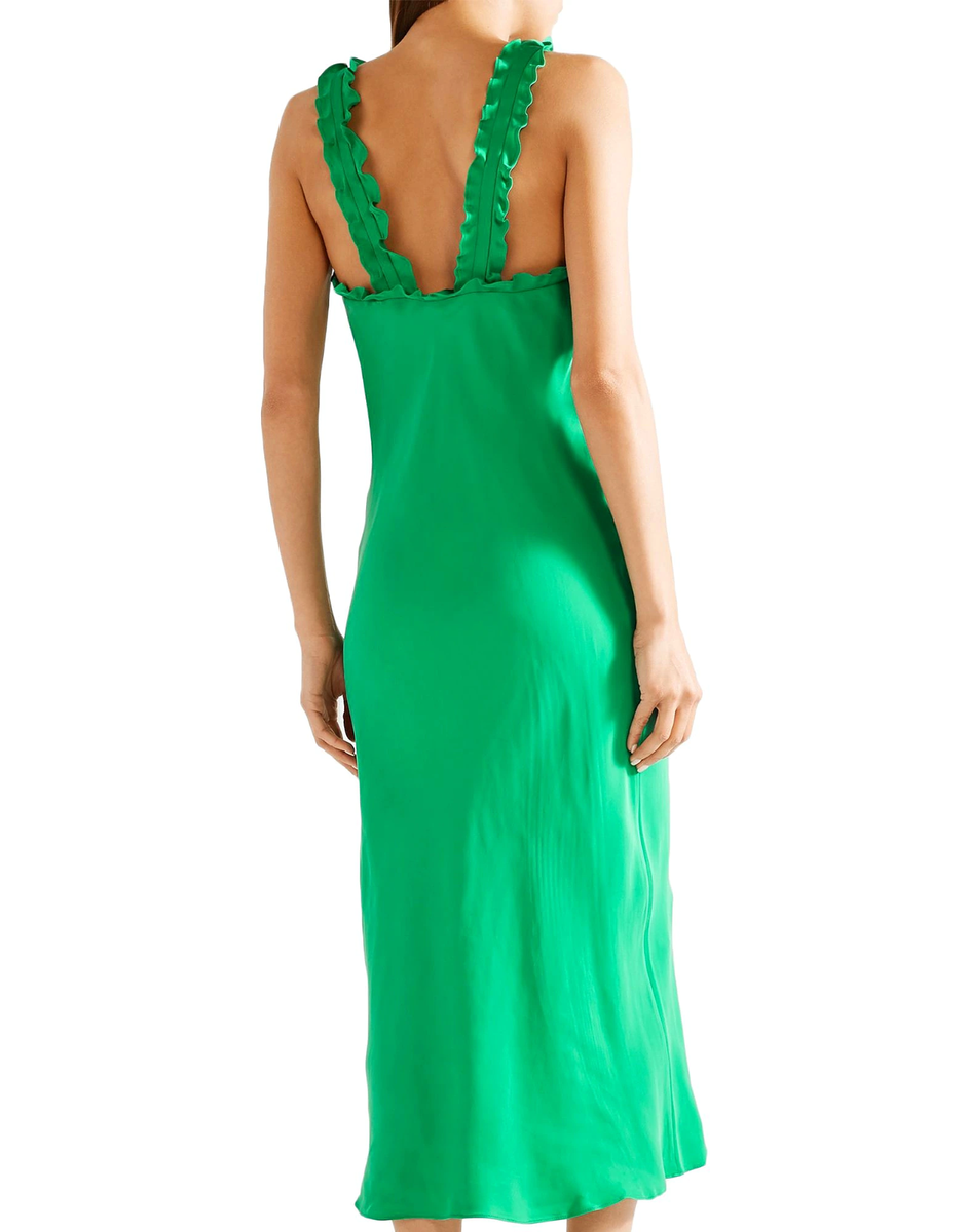 tibi silk ruffle dress Tibi Ruffle Bias Dress in Black