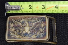 VINTAGE INCOLAY STONE E PLURIBUS UNUM AMERICAN EAGLE LAUREL WREATH BELT BUCKLE