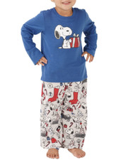 MUNKI MUNKI Little Kid's 2-Piece Peanuts Snoopy Holiday Pajama Set sz 4 PJs