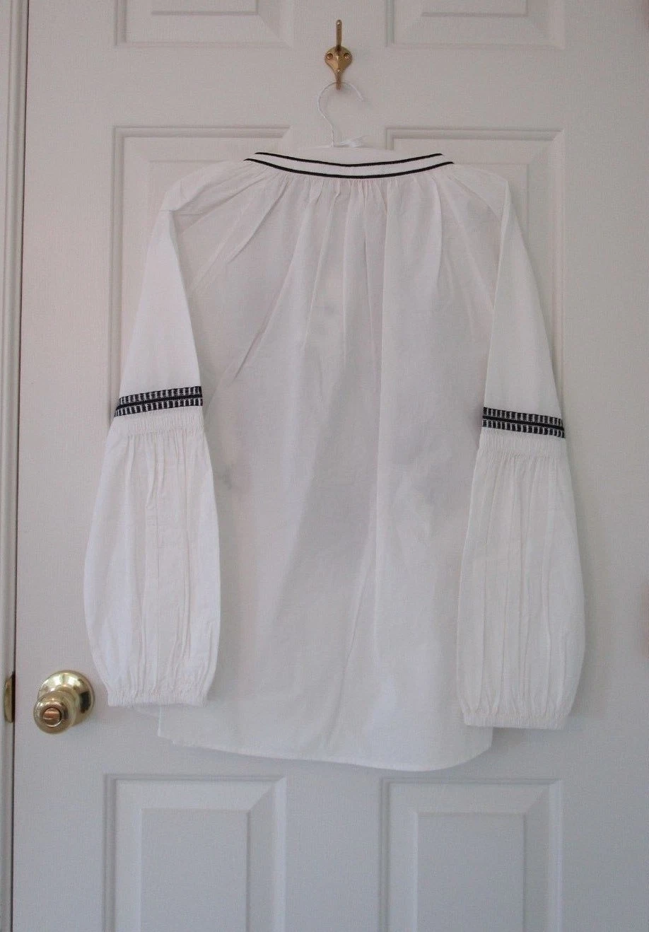 Top contadino Tory Burch Aubrey ricamato nuovo con etichette nuovo avorio 12 $298