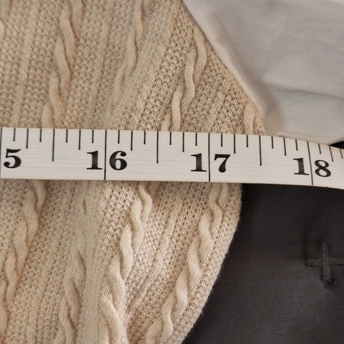 Rehab Lab Cop Top Women's Large Beige & White Long Puff Sleeve Classic Preppy - Picture 5 of 8