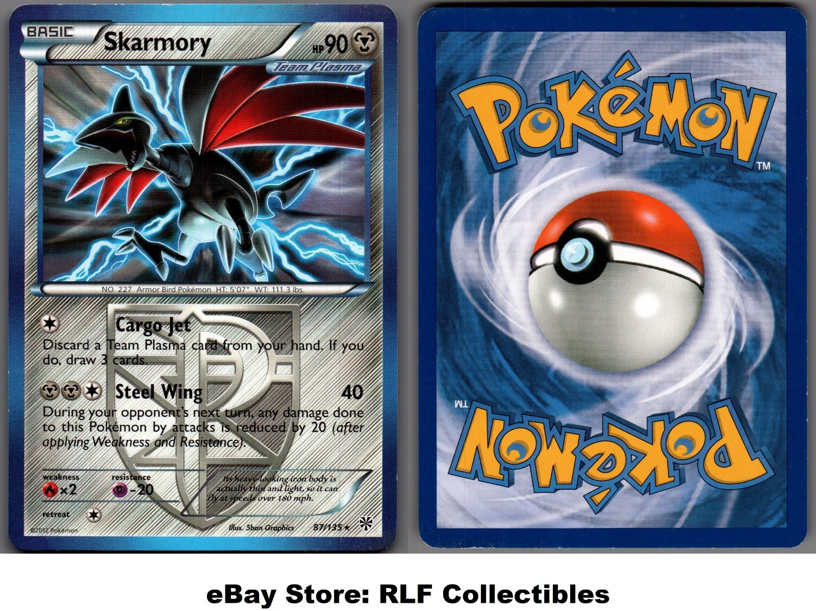 2013 Pokemon, B&W Plasma Storm, #87/135 Skarmory, Rare (b)