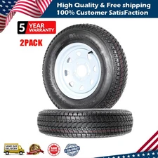 2 Pack ST175/80D13 Trailer Tires with Rims 175/80 D 13 LRC 5 Lug on 4.5", 6PR